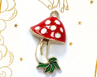 Mushroom Toadstool Fungi Enamel Amulet Talisman Charm Colourful  Punk Rock Harajuku Lanyard Keychain Jewelry DIY Making Handmade Craft UK