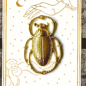 Gold Tone Scarab Beetle Pendant Charm Egyptology Entomology Insect for DIY Handmade Jewellery Mystic Gothic Earrings Necklace Supplies image 1