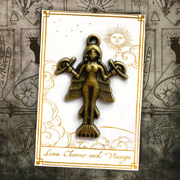 Lilith Goddess Feminist Icon Bronze Color Charm Pendant Tarot Wicca Witchcraft Antique Casting Gothic Jewelry DIY Making Handmade Craft UK