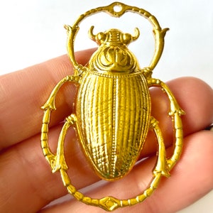 Gold Tone Scarab Beetle Pendant Charm Egyptology Entomology Insect for DIY Handmade Jewellery Mystic Gothic Earrings Necklace Supplies image 3