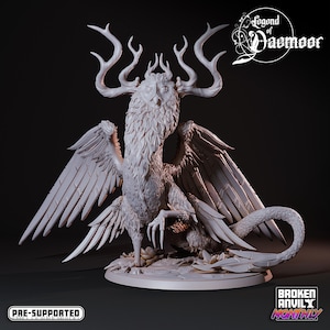 Owlgon Beast Dragon Miniature: 32mm Mounted Birdfolk Cavalry, DnD Pathfinder RPG