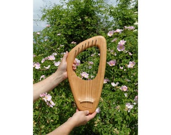 Handmade White And Gold Lyre Harp 7 Metal Strings Rosewood Lyre Harp With Free Case, Tuning key & Extra Lyre Strings