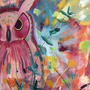 ORIGINAL owl painting, owl art, owl wall art, wall art, acrylic painting, original art