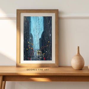 PRINT Rainy Lights print, Acrylic Painting, Original Art, Wall decor, wall art, wall painting, Rain painting