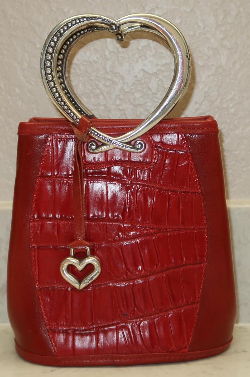 Brighton HEART Small Red Moc Croc Bucket Bag/purse