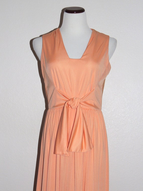1970s Teal TRAINA Maxi Dress and Jacket, Apricot K