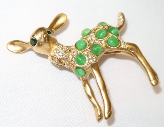 1991 Kenneth Jay Lane Fawn Brooch Rare - image 1