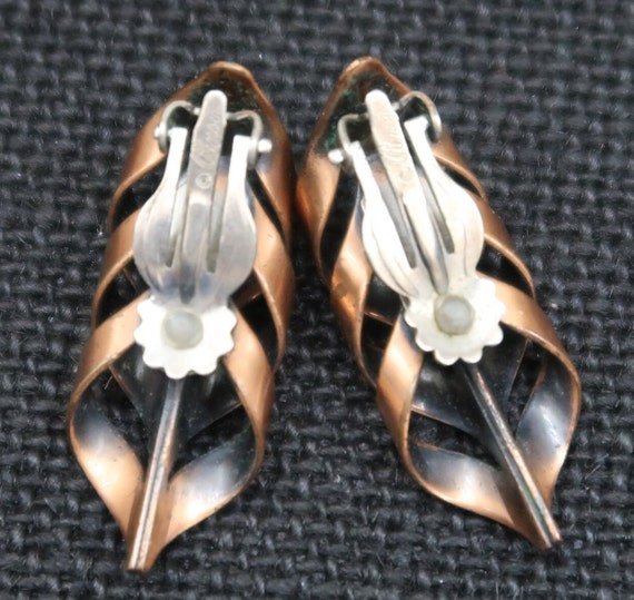 1950s Renoir Copper Clip Earrings "Rhythm and Fla… - image 3