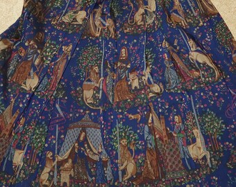 Vtg 36 Renaissance Tapestry Print GEIGER Pleated Wool Skirt