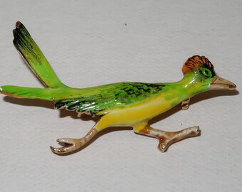 Vtg Original by Robert Enamel Roadrunner Brooch