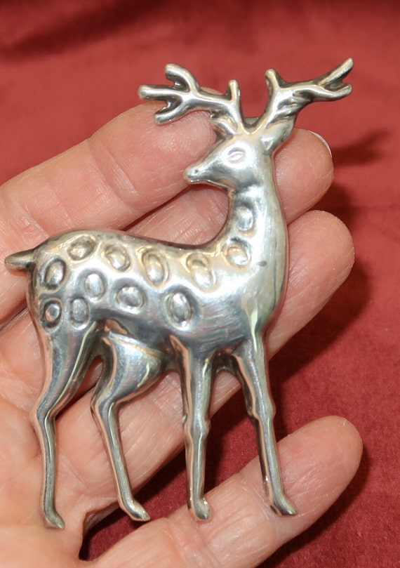 Vtg Sterling Deer Pendant/Brooch Taxco Mexico 21.9