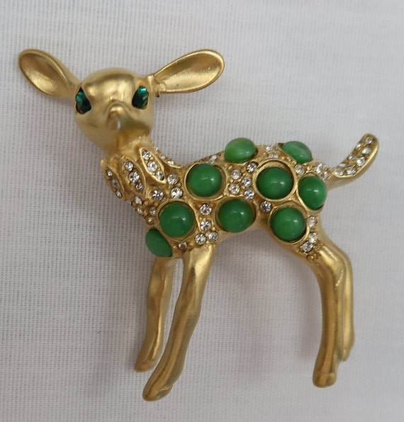 1991 Kenneth Jay Lane Fawn Brooch Rare - image 2