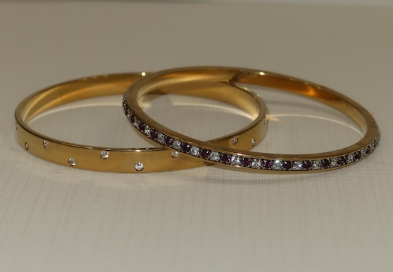 2 Vintage Bangle Bracelets including Swarovski - image 1