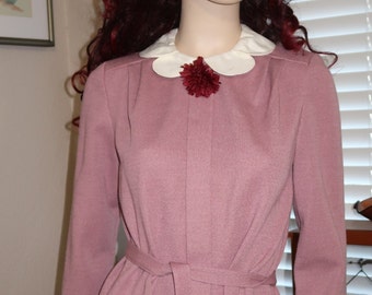 Vtg 10 with Tags, R&K Originals Heather Mauve Dress with Petal Collar