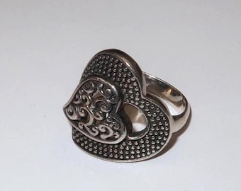 Vtg Brighton Sterling Silver Heart Ring size 6