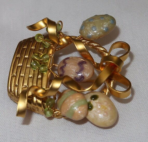 Vintage EASTER BASKET Brooch - image 5