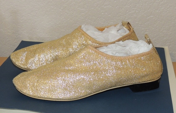 1960s Metallic Gold Fabric Booties size 6