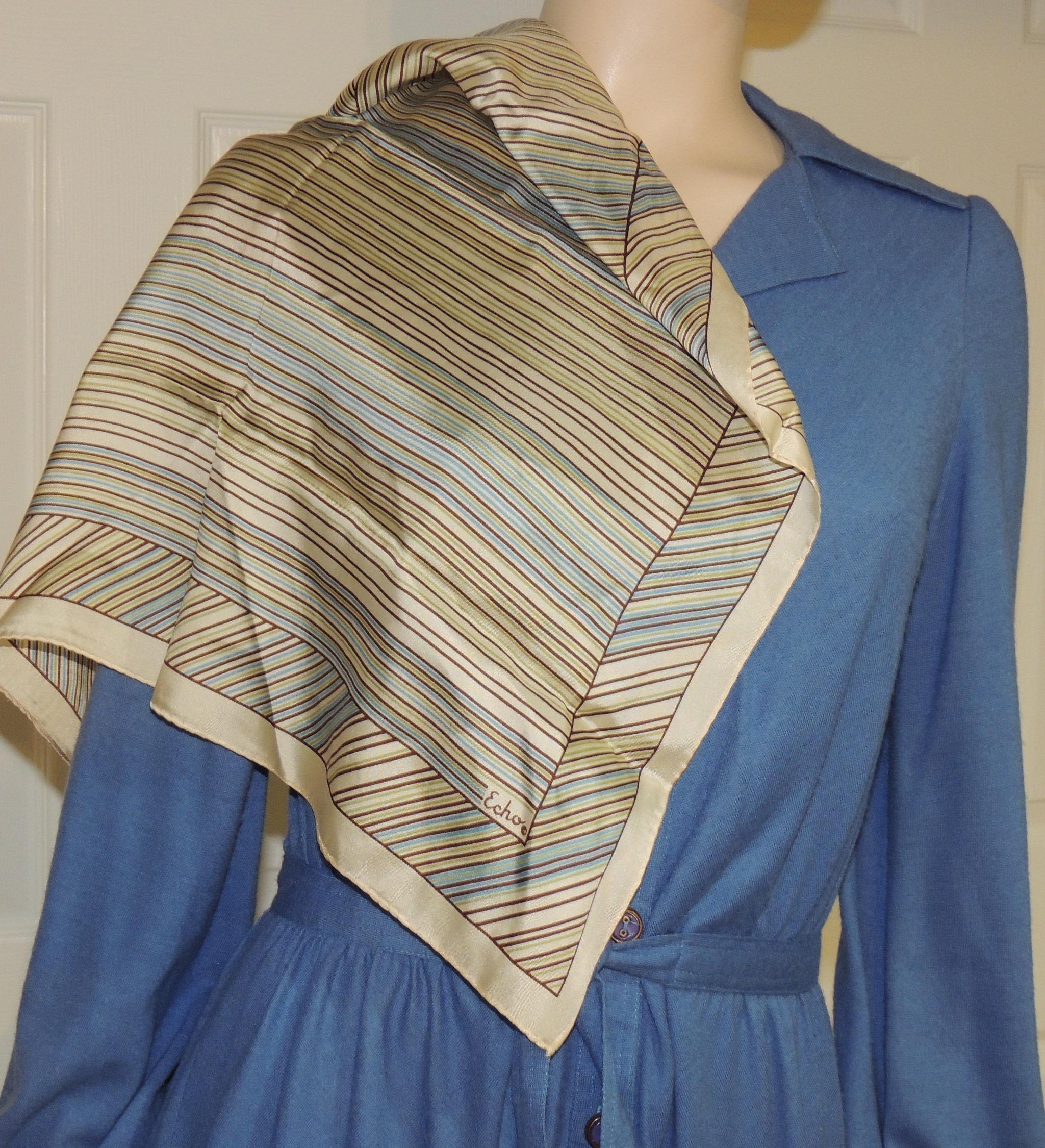 Vintage ECHO Silk Blend Stripe Scarf