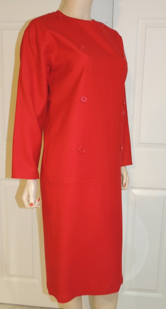 Boutique GIVENCHY Paris Red Wool Dress, made in Fr