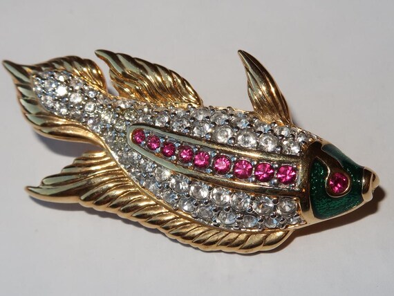 1997 Swarovski Austria Crystal Memories Fish Brooch, Original Box