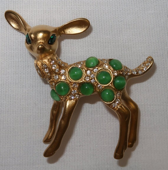 1991 Kenneth Jay Lane Fawn Brooch Rare - image 3