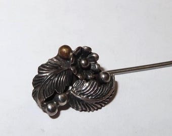 Stick Pin, Signed B with a Thunderbird, Sterling Silver