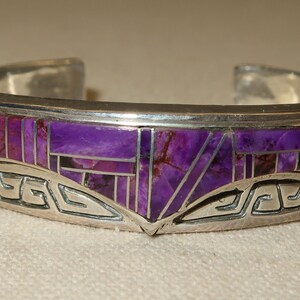 6 Inch Wrist Vintage Zuni Sugilite Sterling Silver Inlay Bracelet 6 Inch Wrist Vintage Zuni Sugilite Sterling Silver Inlay Bracelet