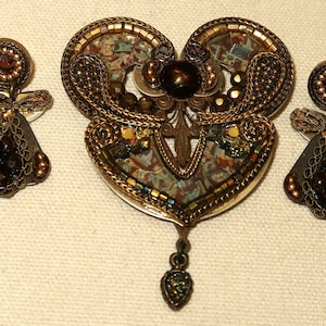 Vtg AYALA BAR Signed Brooch and Earring Set