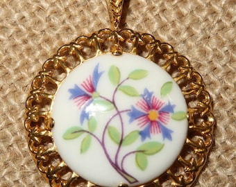 Colgante floral vintage de porcelana fina Royal Worcester