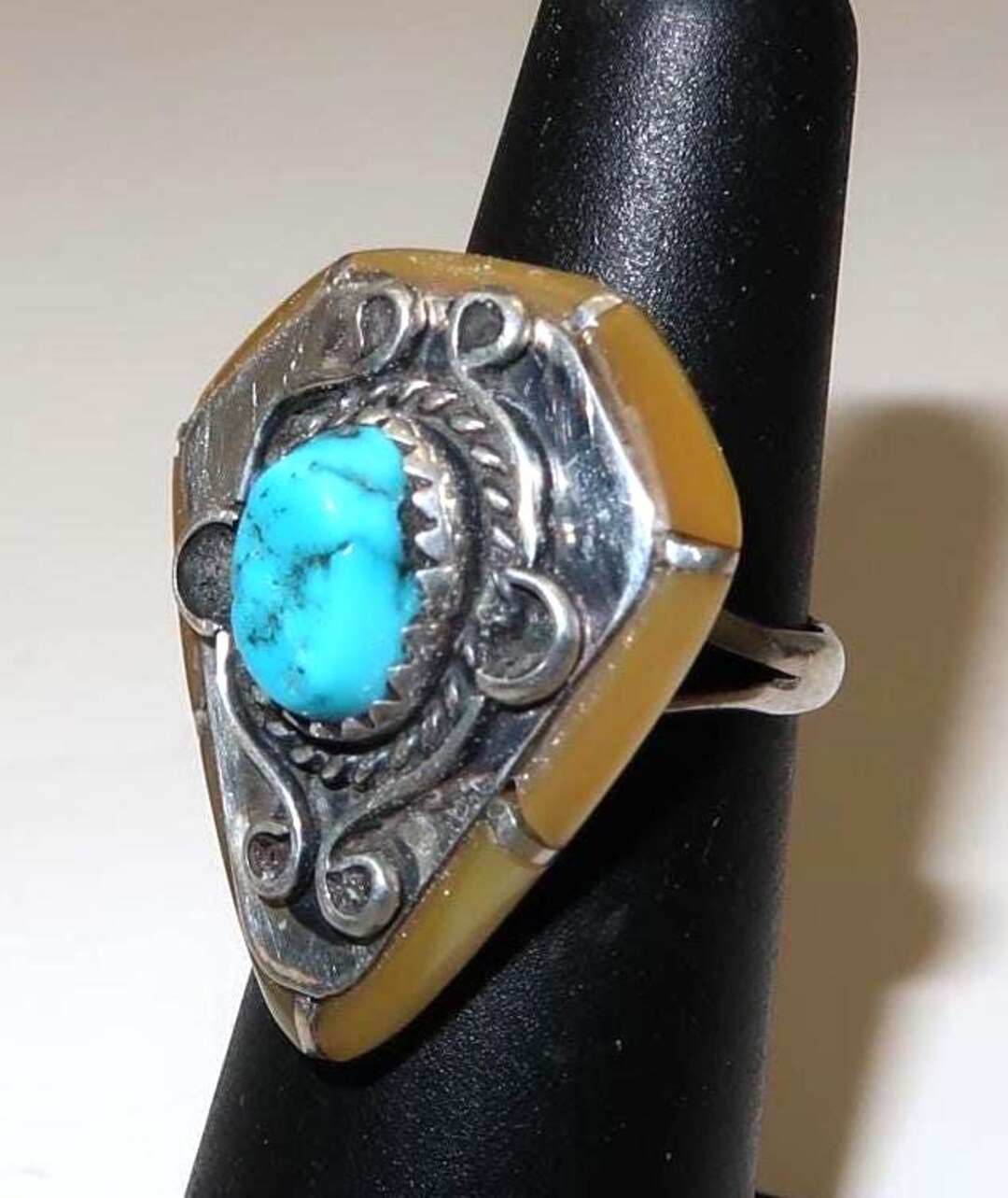 Vtg Signed RT Turquoise and Sterling Silver Ring Size - Etsy
