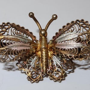 Antique 800 Silver Fillagree Butterfly Brooch