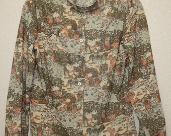 1970s FACE print art nouveau angel sleeve dress small new spring