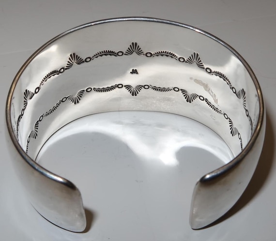 Vtg Chunky Signed Sterling Silver Cuff Bracelet