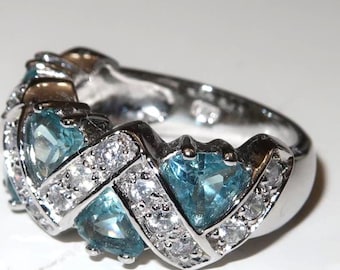Vintage Blue Topaz and Sterling Silver Ring size 7