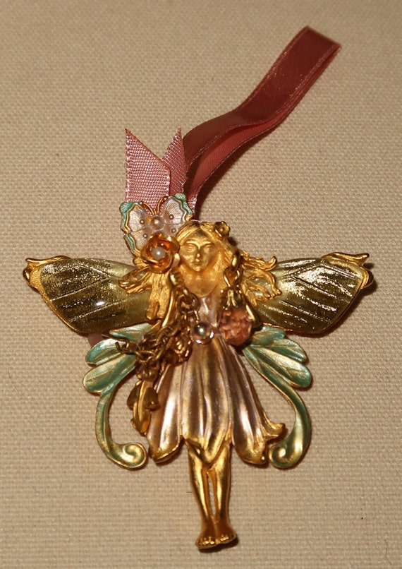 Vtg KIRKS FOLLY FAIRY with Glass Wings, Wear as a… - image 2