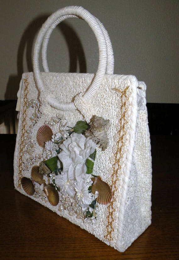 CARON of Houston Texas Embellished Straw Tote mad… - image 5