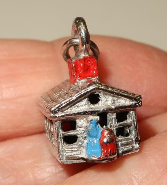 Vtg Sterling Silver Schoolhouse Charm