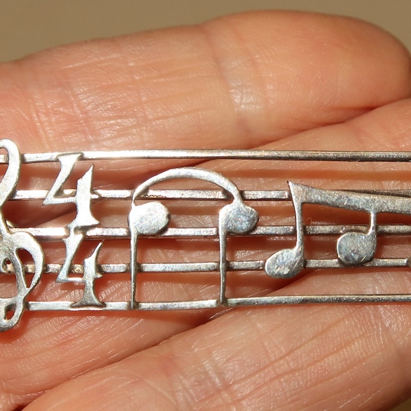 Vtg Musical "Bar" Brooch Sterling