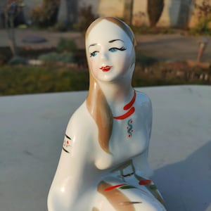 Rare Porcelain figurine USSR 1960s "Girl on the rock" (Baranovsky Porcelain Factory (Baranovka))
