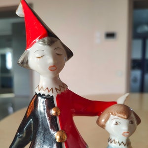 Porcelain Figurine &quot;Clown Siblings&quot;. Manufactured by Hollohaza, Hungary (Hungary)
