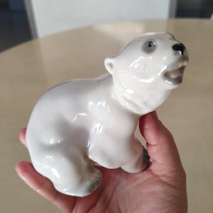 Vintage Collectible Porcelain Figurine USSR 1950s &quot;Polar bear, bear cub&quot; (Lomonosov Porcelain Factory (LFZ))