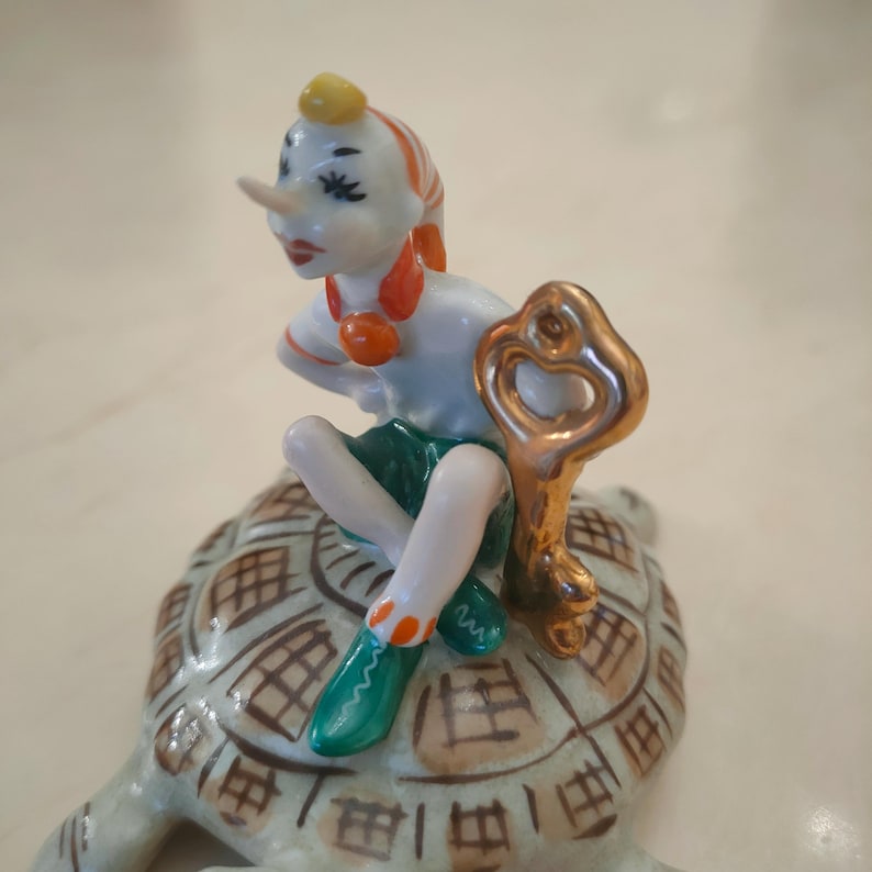 Vintage USSR Porcelain Pinocchio Figurine, "The Golden Key", 1950s image 3