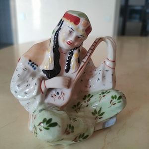 Very Rare Porcelain figurine USSR 1930s "Uzbek woman with dutar" (Gorodnitsky Porcelain Factory (Gorodnitsa))