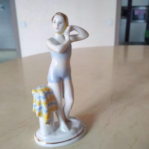 Collectible Vintage Porcelain Figurines USSR 1950s &quot;Young Bather (Young Swimmer)&quot;&quot; (Lomonosov Porcelain Factory (LFZ))