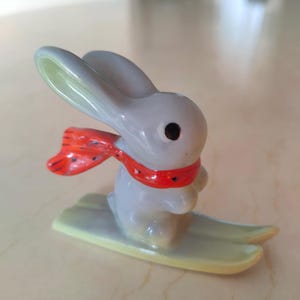 Porcelain figurine USSR 1950s "Skier Bunny (Skiing Bunny)" (Baranovsky Porcelain Factory (Baranovka))