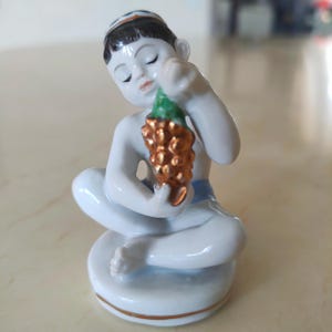 Vintage Collectible Porcelain Figurine USSR 1950s &quot;Boy with grapes&quot;(Lomonosov Porcelain Factory (LFZ))