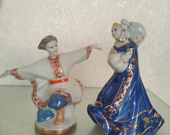 Porzellanfigur „Tänzerinnen“ aus der UdSSR der 1960er Jahre, Manufaktur Korosten