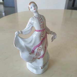 Porcelain figurine USSR 1960s "Girl with a Scarf (Dancer)". Baranovsky Porcelain Factory (Baranovka)
