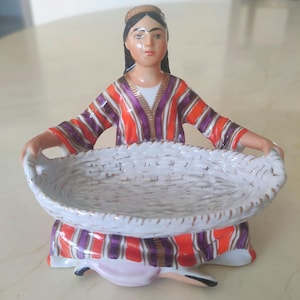 Extremely Rare Very Hard To Find, Vintage COLLECTIBLE Porcelain Figurine USSR "Uzbek woman with a basket"(Lomonosov Porcelain Factory (LFZ))