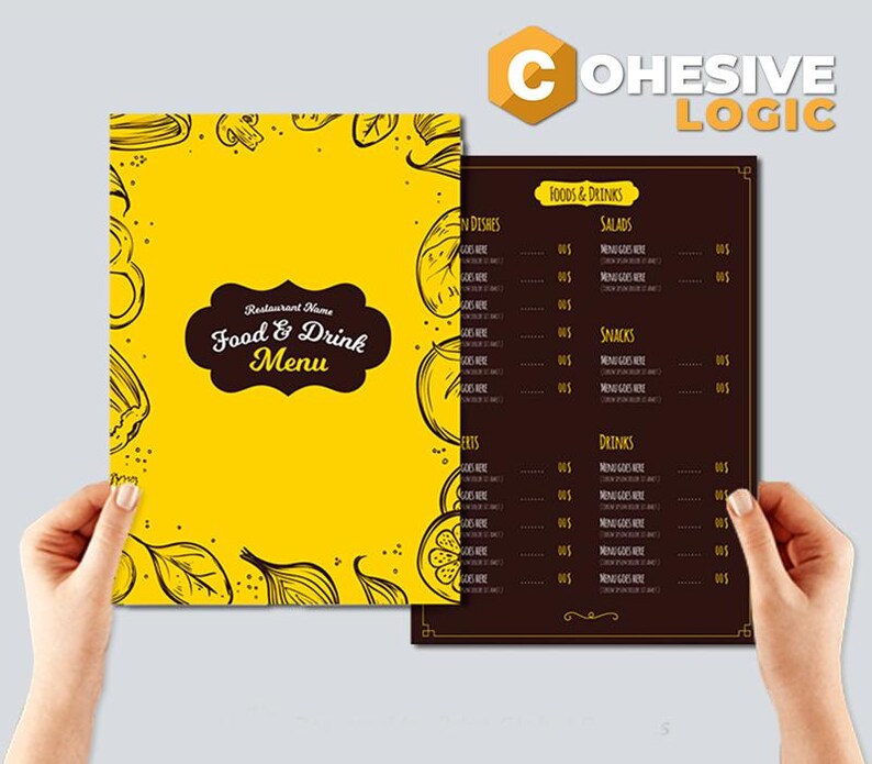 Menu Texto Editable Restaurant Menu Template – Printable Modern Design (pdf/canva ...